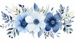 Watercolor blue and white anemone flowers. Hand painted floral illustration isolated on white background. Generative AI