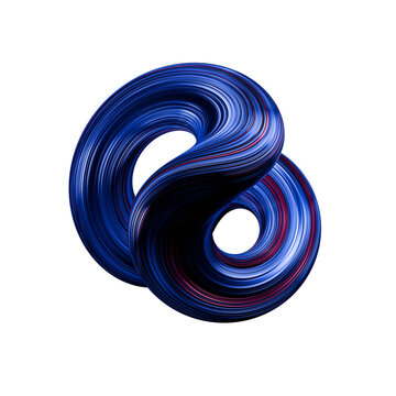3d render, abstract colorful layered curvy blue red object with holes, isolated on transparent background