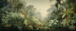 © Simon - Watercolor pattern wallpaper. Painting of a jungle landscape.