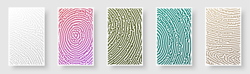 Wall Mural - Set of paper cards with textured pattern design and rough contrast curve lines. Psychedelic banner, flier, invitation, booklet.