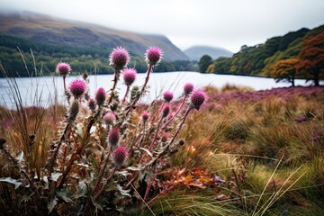 Thistle Color in a Scottish Highland: Vibrant Wild Design