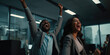 © 361 Portrait Studio - African American two business people happy celebrate at the office