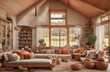 Farmhouse architecture of rustic emphasis barn copse coffee table abreast blah daybed with terra cotta pillows adjoin atramentous bank with shelves and posters.