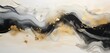 Explore the world of artistic expression with an abstract marble flow blot painting in watercolor and acrylic, featuring gold, beige, and black on a canvas background with a horizontal texture.