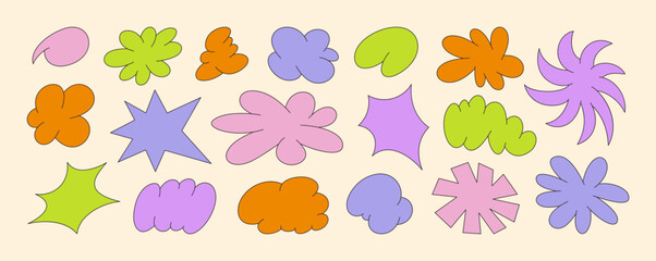 Wall Mural - abstract retro shapes and funky groovy forms. vector geometric stickers with different elements