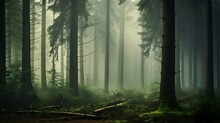 Mystical Fog Enshrouding A Forest