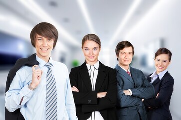 Canvas Print - Diversity happy colleagues in a office at workplace.