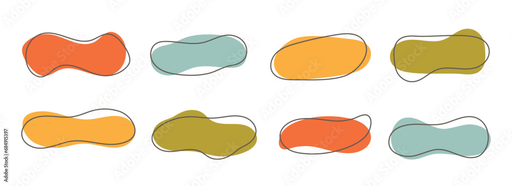 Abstract organic shapes collection. Long Irregular liquid forms set ...