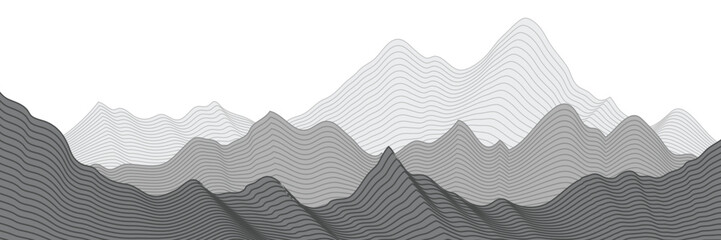 Wall Mural - Curved lines, imitation of mountain ranges. Vector background, minimalism.	