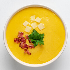 Canvas Print - pumpkin cream soup on the white