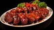 © vectorwin - pork meat chinese food char illustration cuisine delicious, traditional roasted, barbecue marinade pork meat chinese food char