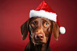 cute christmas dog with santa hat