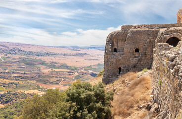 Wall Mural - The northern  tower guarding entrance to the medieval fortress of Nimrod - Qalaat al-Subeiba, located near the border with Syria and Lebanon on the Golan Heights, in northern Israel