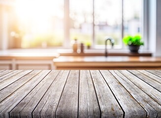 Canvas Print - beautiful wood table at kitchen interior