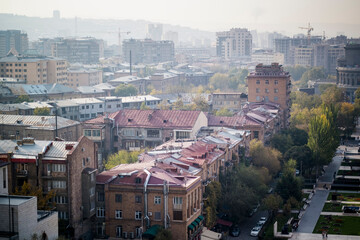 Poster - An aerial view of houses in the center of Yerevan, Armenia.