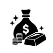 Money bag and gold vector icon illustration ( US dollar )