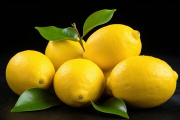 Wall Mural - Fresh Lemon fruit with leaf