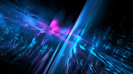 Fototapete - Futuristic abstract light, perspective, glowing background, technology design, science wallpaper, tunnel space. 3d render