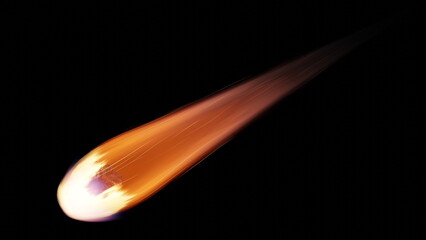 Wall Mural - asteroid, fall of comet to earth, armageddon disaster, danger meteorite. huge fiery comet is flying 