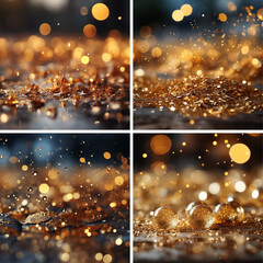 Sticker - gold light bokeh abstract shiny glowing sparkle black bright magical christmas texture 