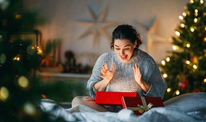 woman with Christmas present