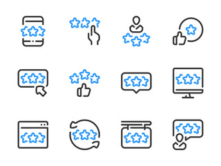 Poster - Rating vector line icons. Rank and Review outline icon set.