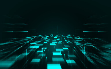 Poster - radially moving blocks with light technology spatial background