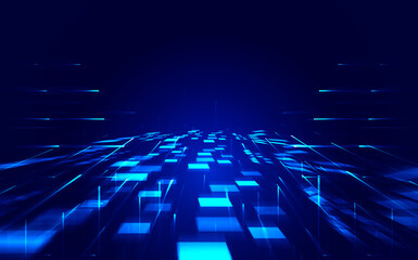 Poster - radially moving blocks with light technology spatial background