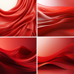 Poster - abstract background wave red light curve design line texture pattern graphic shiny futuristic