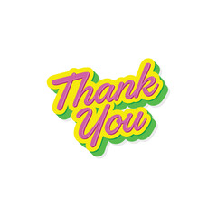 Fototapete - Thank You design isolated on white background. Colorful and fun lettering stylish, signature, calligraphy. vector Illustration