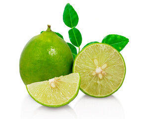 Wall Mural - Limes isolated on white background