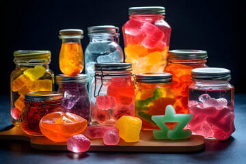colorful candies, jelly and marmalade. generative ai.
