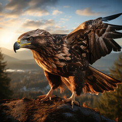 Sticker - Zircon Hawk: Earthy Tones Soaring Over Mountain Peaks