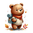 autumn cute bear travel trip camping bear back to school clipart 