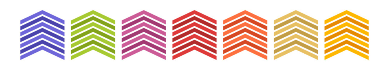 Wall Mural - set of vector color arrows. striped arrows vector clip art. color geometric chevron elements.