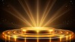 © lara - Abstract round podium illuminated with spotlights.