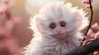 Cute baby monkey with white fur. Generative AI