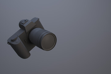 Poster - Black camera floating on a gradient background. 3D Rendering