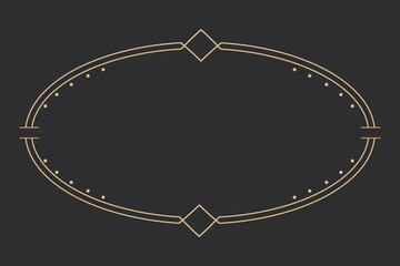 Wall Mural - golden celestial frame, border, oval line art esoteric minimal decoration with sparkles isolated on 