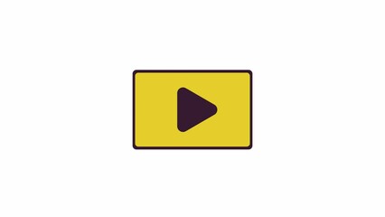 Poster - Video player line 2D object animation. Video play button flat color cartoon 4K video, alpha channel. Videoplayer service watching. Streaming platform application animated item on white background