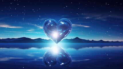 Wall Mural - galaxy cosmic heart background. bright stars night sky, romantic magic night, love and valentine’s d