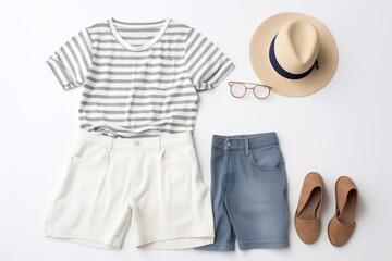 Wall Mural - striped shorts, sandals and hat