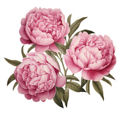 Wall Mural - peonies, floral design wall sticker, peonies on white background