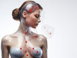 Transparent female upper body, development of breast cancer, diagnosis, early detection, AI generated
