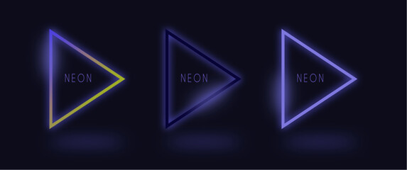 Wall Mural - neon glowing geometric triangle with text preview, futuristic modern vector illustration for element, icon, frame