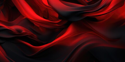 Banner with flying red and black silk fabric with pleats, background image