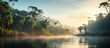 Misty Tropical River at Dawn