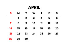 April 2024 Calendar Png Transparent Background 