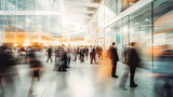 Fototapeta  - Dynamic Business people in Blurred Motion at a Contemporary Trade Show
