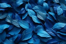 Abstract Background Of Neatly Arranged Blue Leaves. Generative Ai